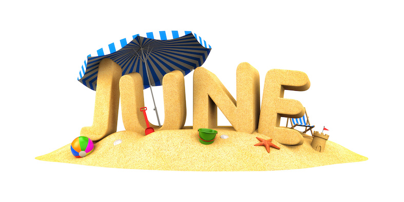 JUNE - word of sand. 3d illustration